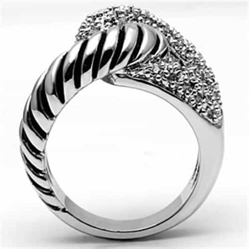 Brass CZ Pave Cable Twist Dome Ring view 6