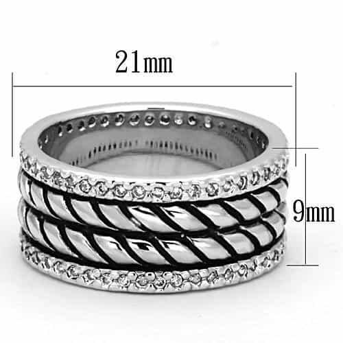 Brass Oxidized Woven CZ Border Eternity Band Ring view 4
