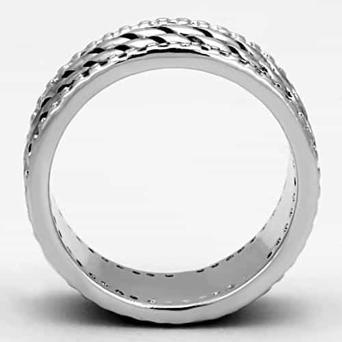 Brass Oxidized Woven CZ Border Eternity Band Ring view 6