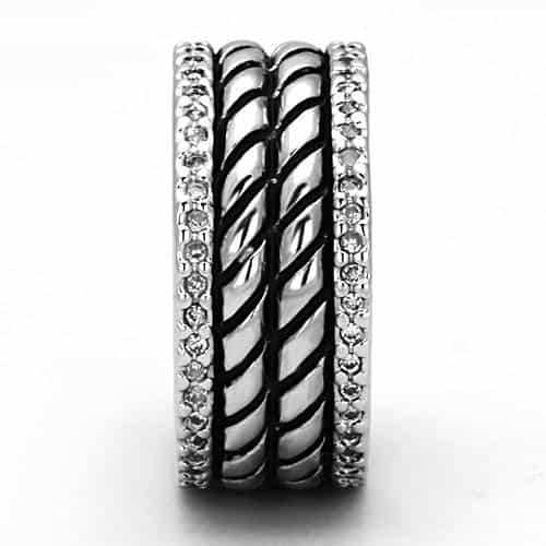 Brass Oxidized Woven CZ Border Eternity Band Ring view 8