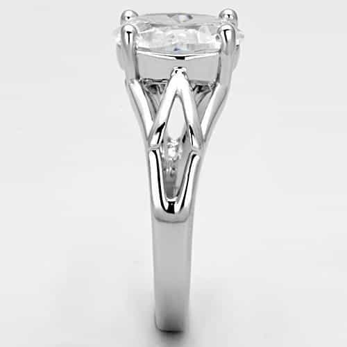 Brass Clear CZ Oval Solitaire Split Shank Ring view 8