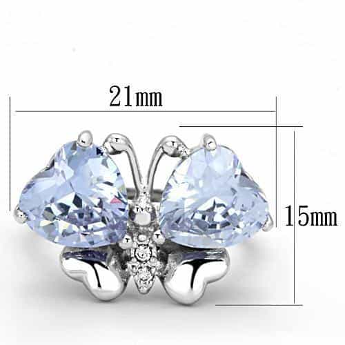 Brass Lavender CZ Heart Butterfly Cocktail Ring view 4