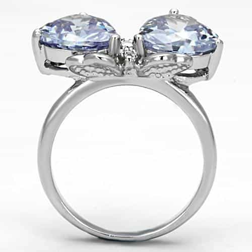 Brass Lavender CZ Heart Butterfly Cocktail Ring view 6