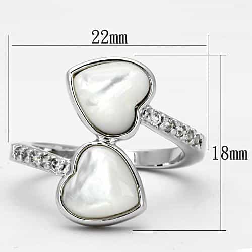 Brass Mother of Pearl Heart CZ Pave Bypass Ring view 4