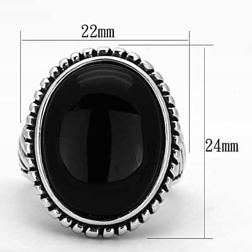 Brass Black Onyx Oval Ribbed Signet Ring view 4