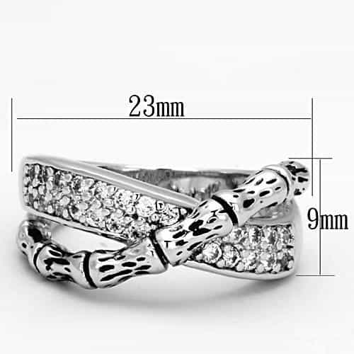 Brass CZ Pave Oxidized Bow Knot Wide Band Ring view 4