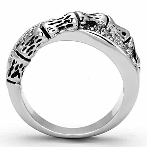 Brass CZ Pave Oxidized Bow Knot Wide Band Ring view 6