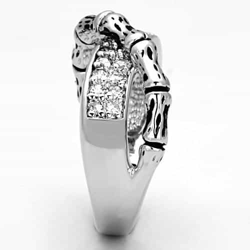 Brass CZ Pave Oxidized Bow Knot Wide Band Ring view 8