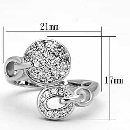 Brass CZ Pave Double Circle Link Ring view 4