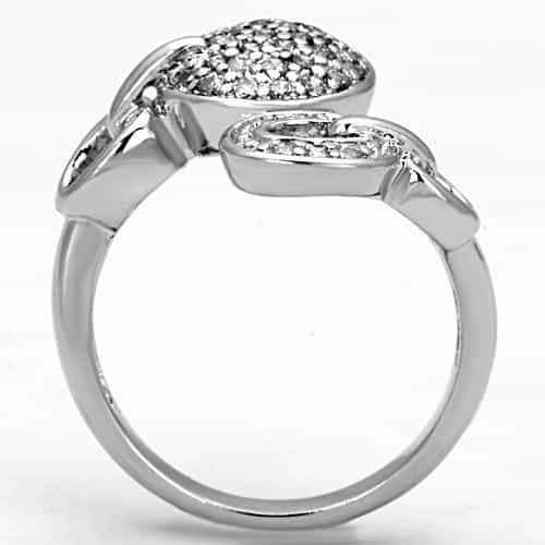 Brass CZ Pave Double Circle Link Ring view 6