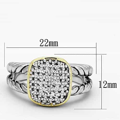 Brass Two-Tone CZ Pave Cushion Cable Ring view 4