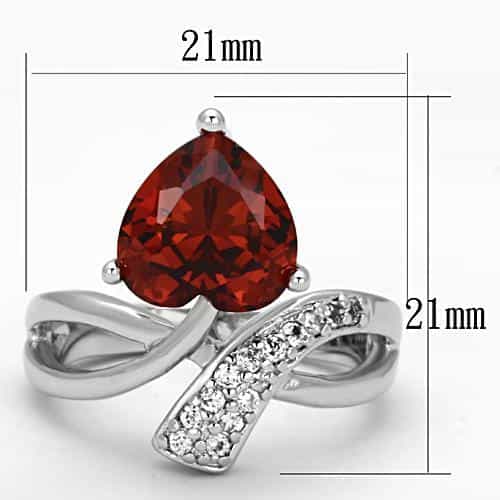 Brass Garnet CZ Pear CZ Pave Crossover Ring view 4