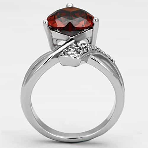 Brass Garnet CZ Pear CZ Pave Crossover Ring view 6