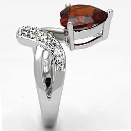 Brass Garnet CZ Pear CZ Pave Crossover Ring view 8