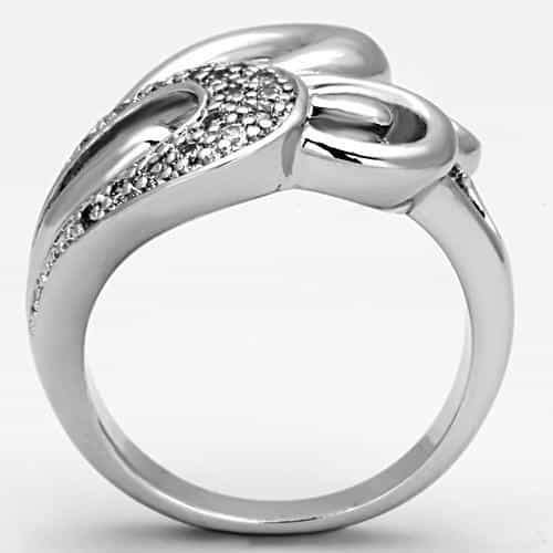 Brass CZ Pave Open Heart Swirl Cocktail Ring view 6
