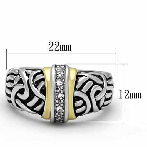 Brass Two-Tone Oxidized Tribal CZ Band Ring view 4