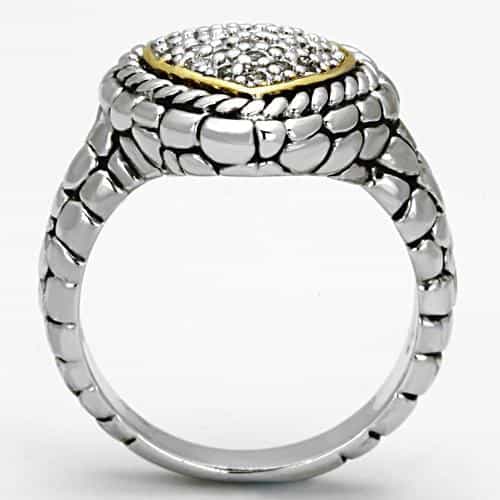 Brass CZ Pave Heart Cable Rope Ring view 6