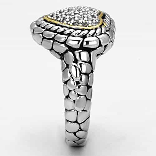 Brass CZ Pave Heart Cable Rope Ring view 8
