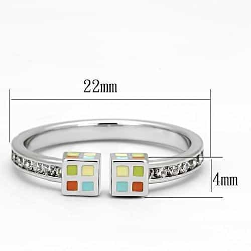 Brass Multicolor Enamel Grid Square Open Ring view 4
