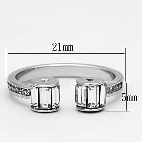 Brass CZ Baguette Geometric Open Adjustable Ring view 4
