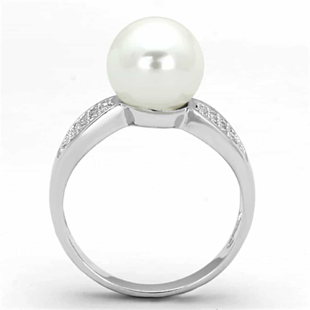Brass Pearl CZ Leaf Bypass Solitaire Ring view 6