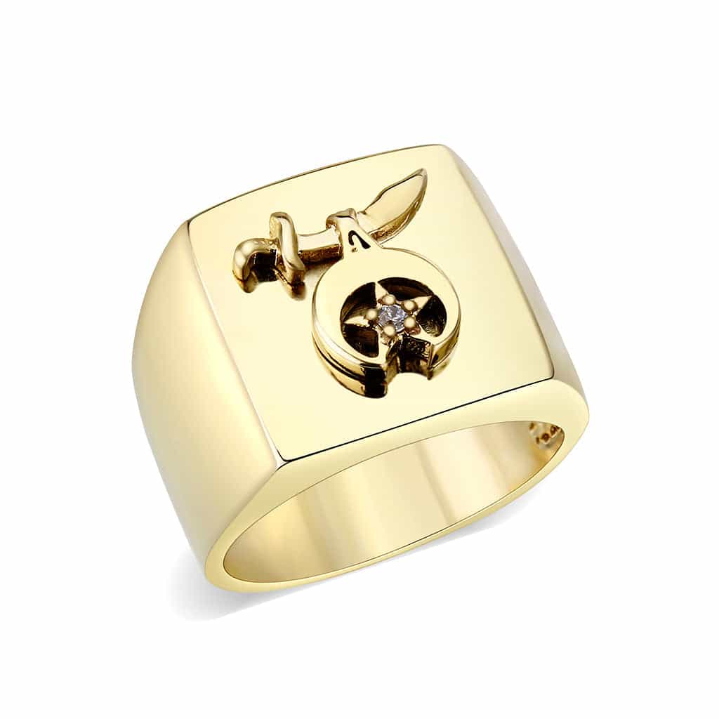 Brass Gold Anchor Signet Ring view 2