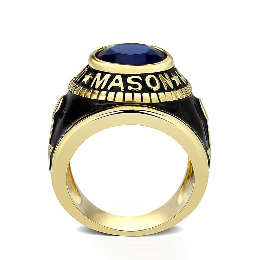 Brass Gold Red Siam Synthetic Dome Ring view 3