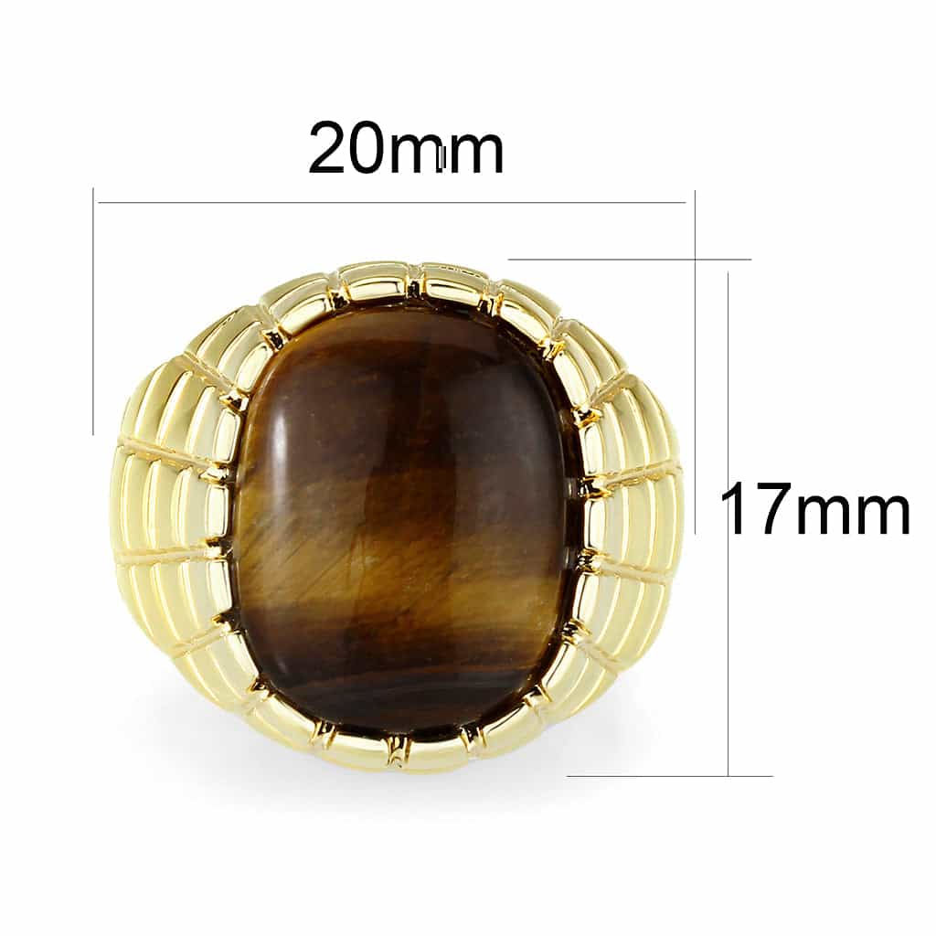 Brass Gold Tiger Eye Oval Cabochon Mens Ring view 2