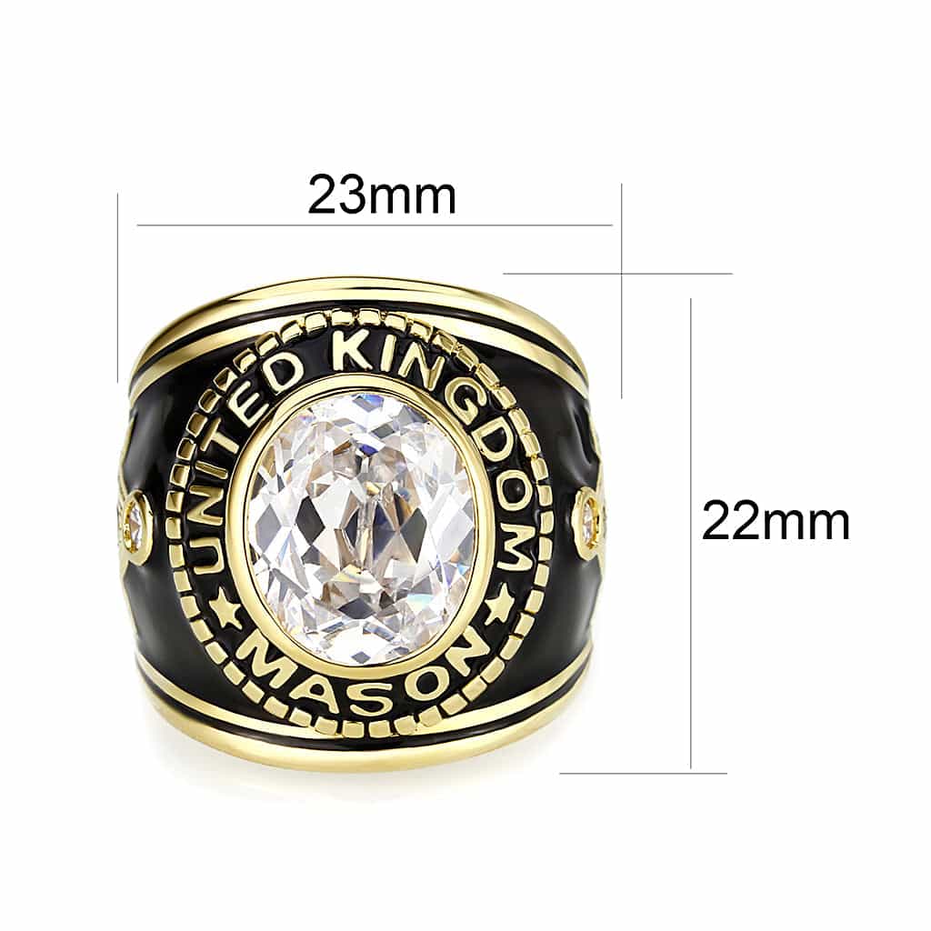 Brass Gold CZ Masonic United Mason Signet Ring view 2