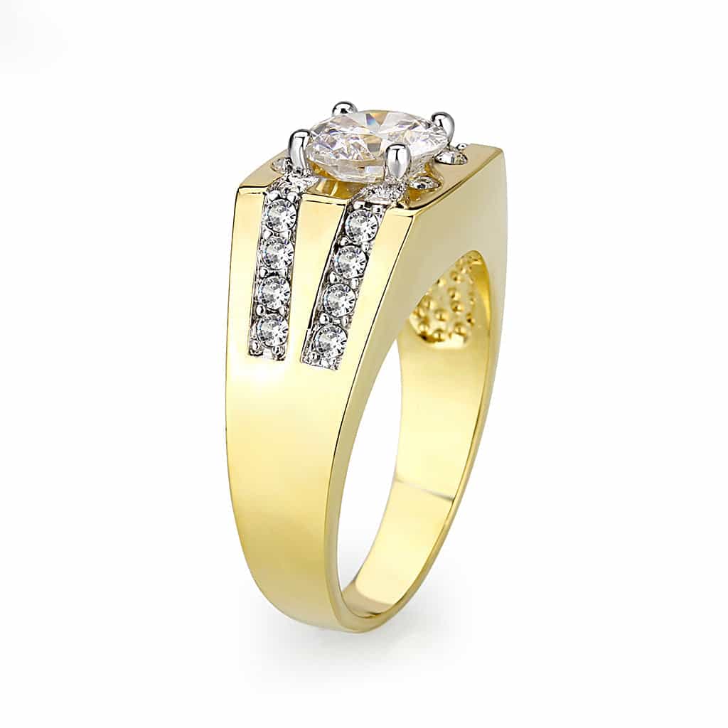 Brass Gold Clear CZ Oval Men’s Ring view 8