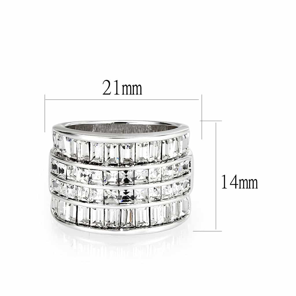 Brass Silver Clear CZ Multi-Row Band Ring view 2
