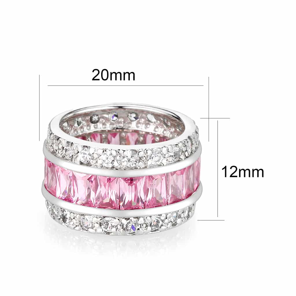 Brass Silver Pink CZ Channel Pave Eternity Ring Set Ring view 4