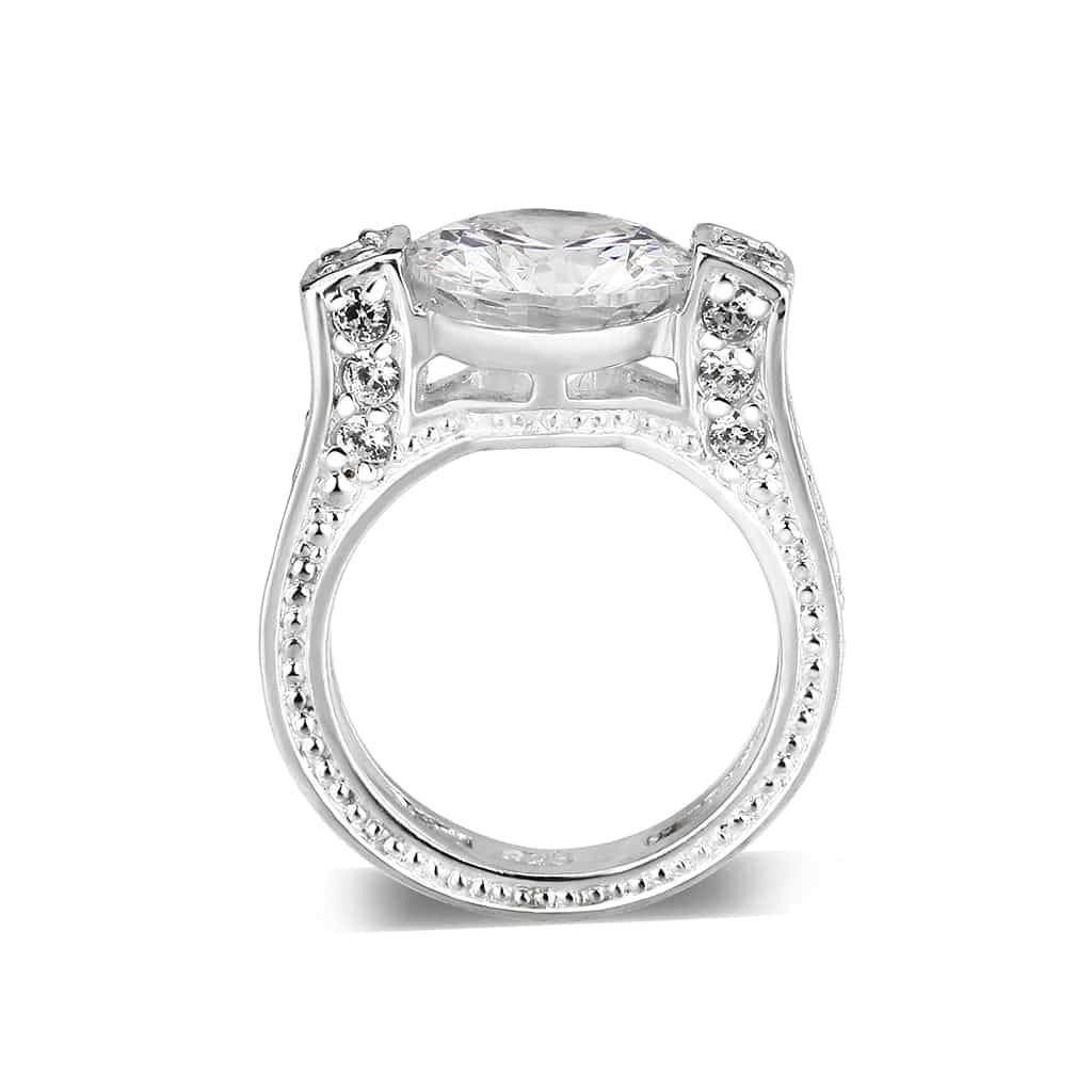 Sterling Silver CZ Round Solitaire Accent Ring view 6