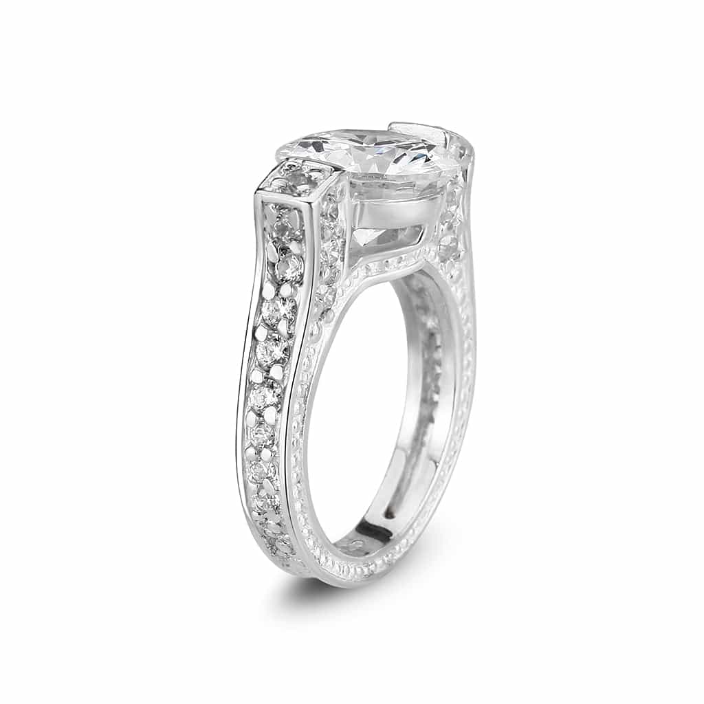 Sterling Silver CZ Round Solitaire Accent Ring view 8