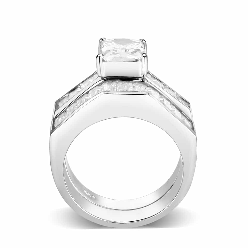 Sterling Silver CZ Princess Baguette Channel Ring view 6