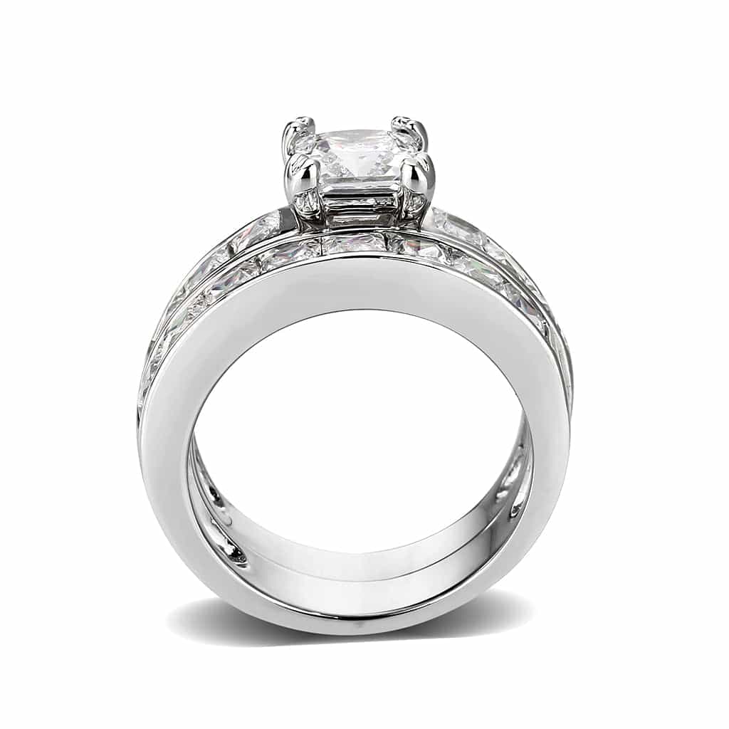 Brass Rhodium CZ Round Accent Ring view 3