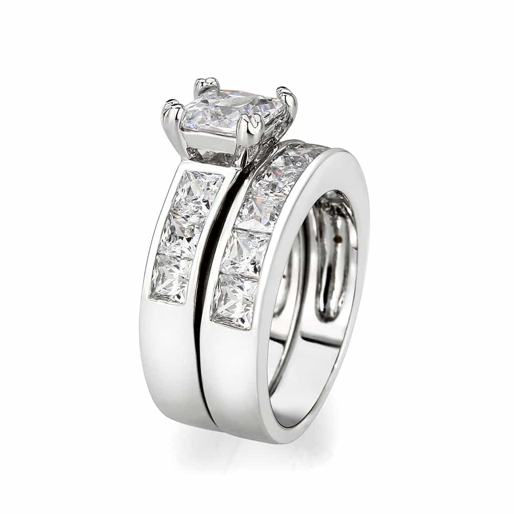 Brass Rhodium CZ Round Accent Ring view 4