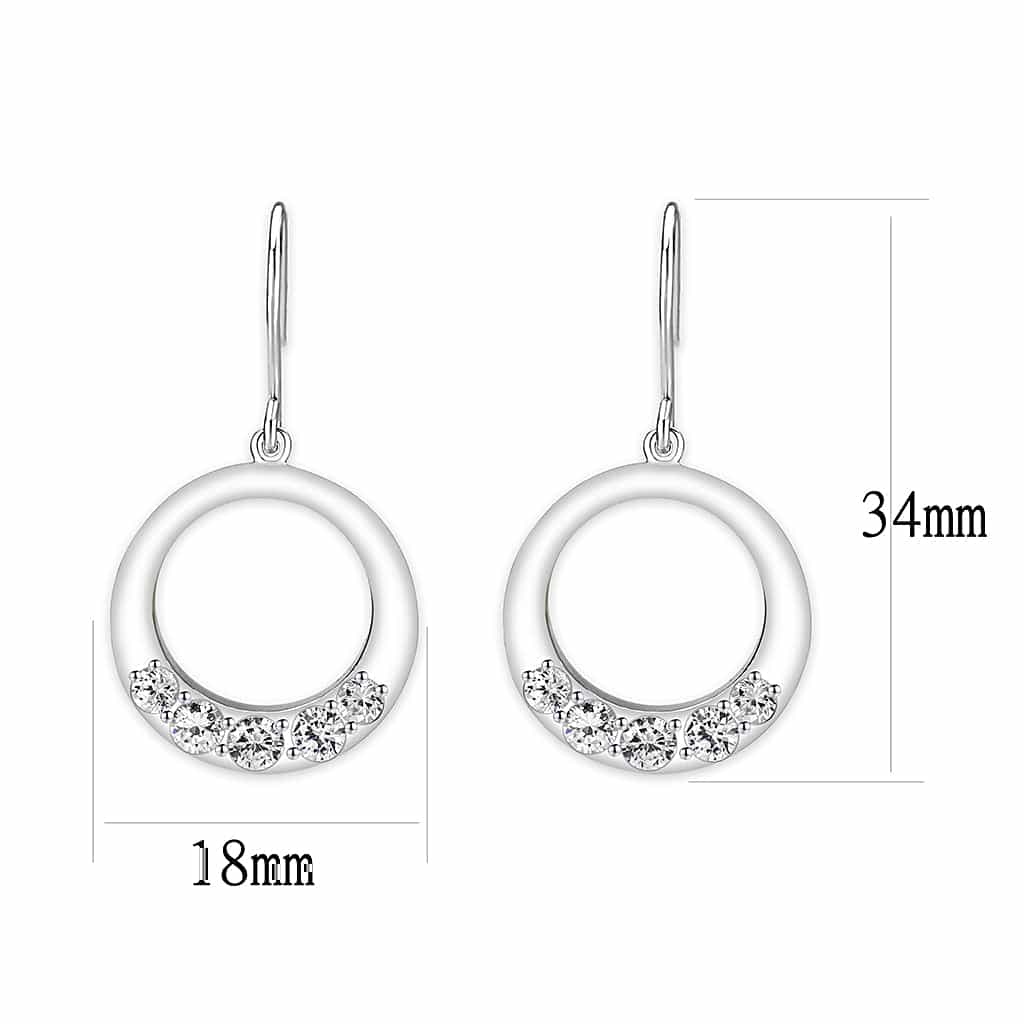 Stainless Steel Pink CZ Earrings view 3