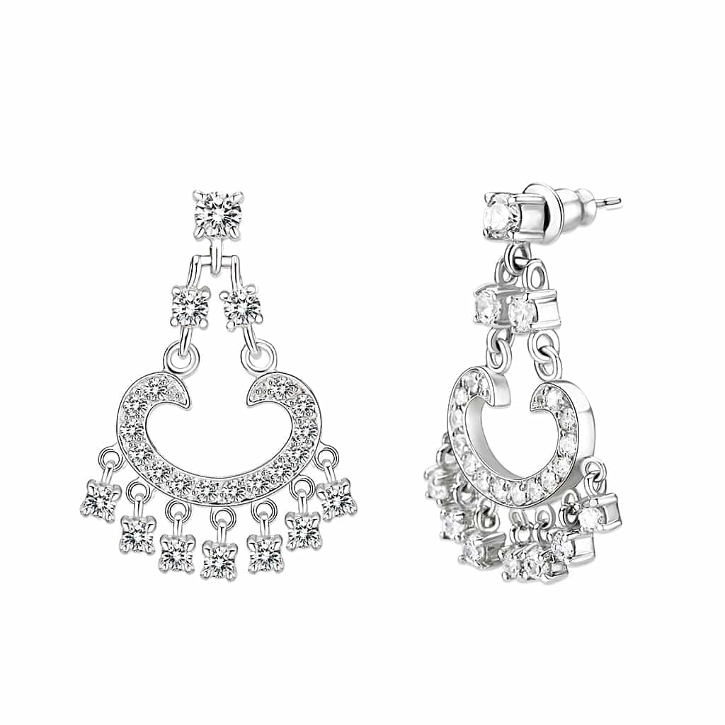 Stainless Silver Steel CZ Earrings view 2