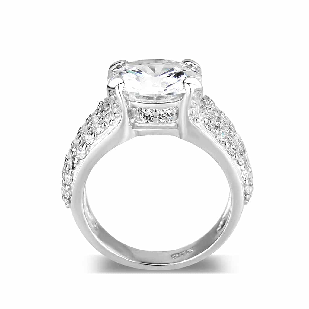 Sterling Silver CZ Round Prong Cathedral Ring view 6