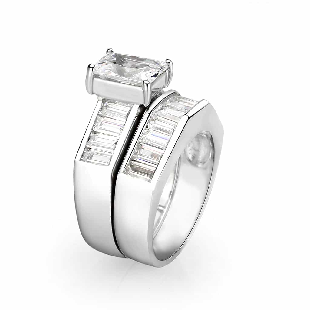 Sterling Silver CZ Princess Baguette Channel Ring view 8