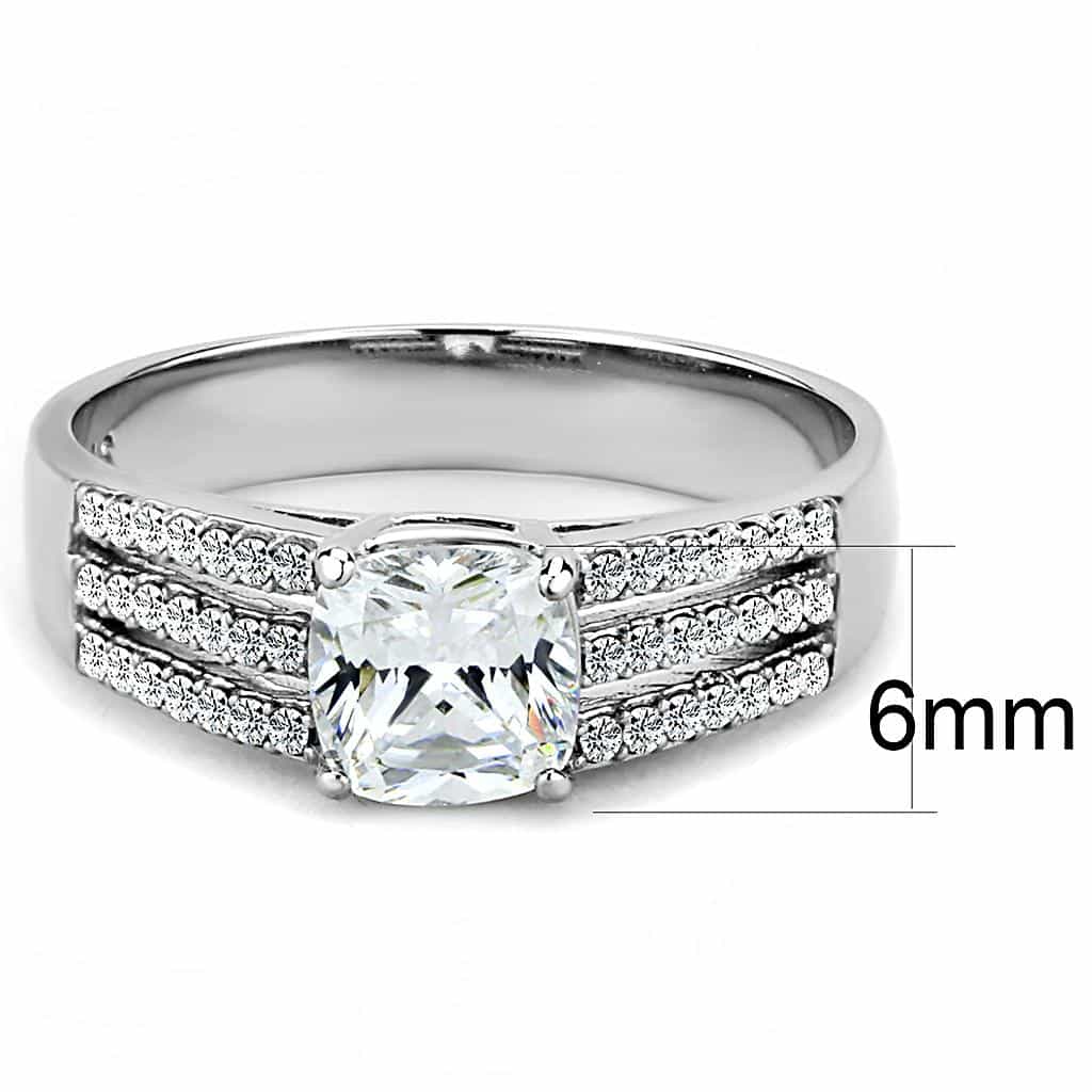 Stainless Steel CZ Princess Cut Split Shank Pave Ring view 4