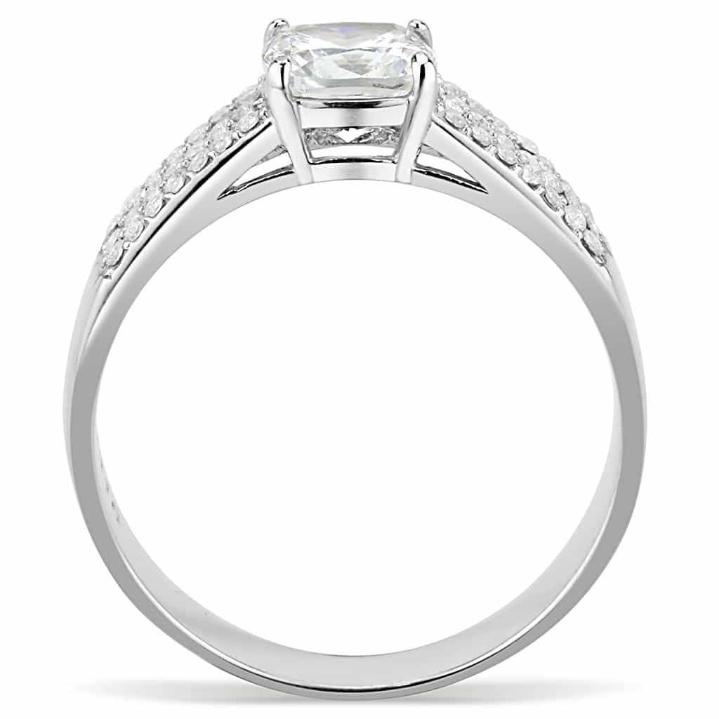 Stainless Steel CZ Princess Cut Split Shank Pave Ring view 6