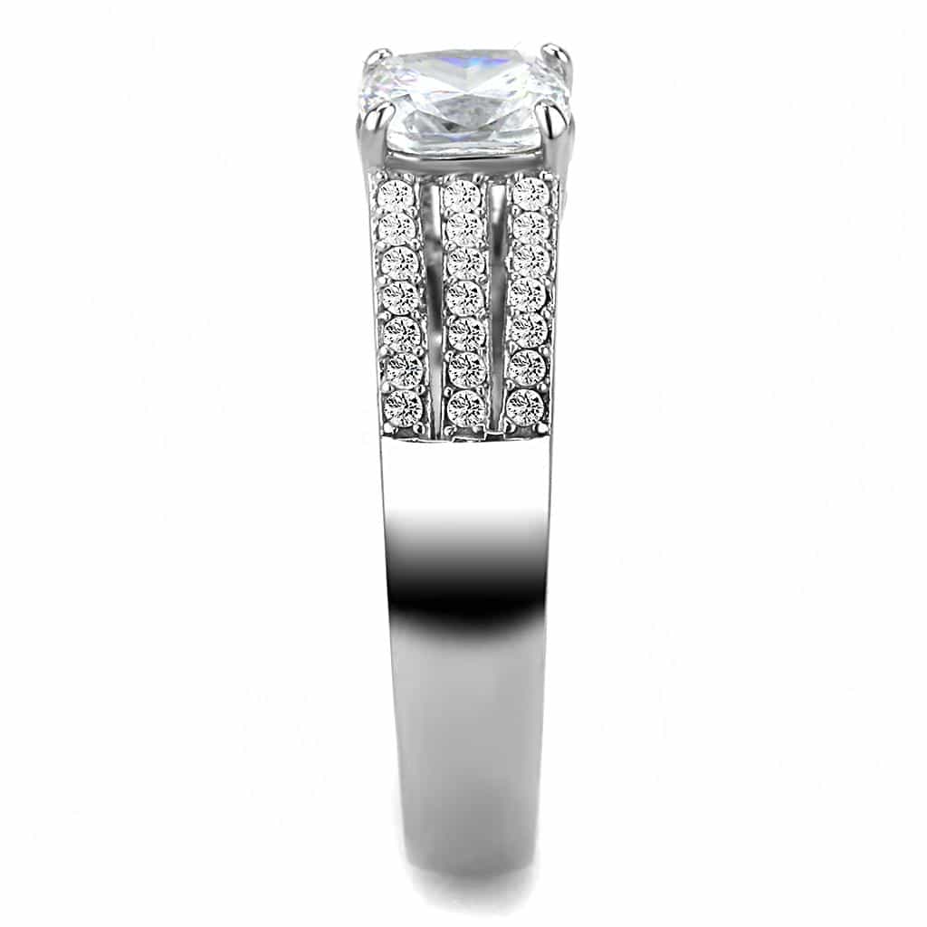 Stainless Steel CZ Princess Cut Split Shank Pave Ring view 8