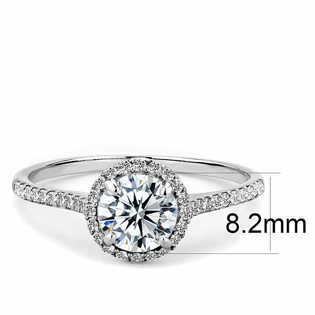 Stainless Steel CZ Round Double Halo Pave Ring view 4