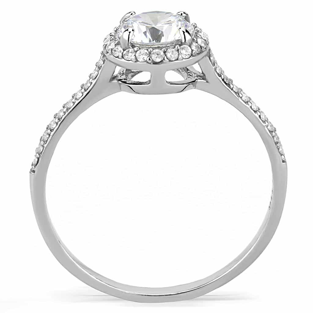 Stainless Steel CZ Round Double Halo Pave Ring view 6
