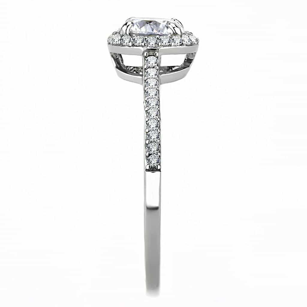 Stainless Steel CZ Round Double Halo Pave Ring view 8