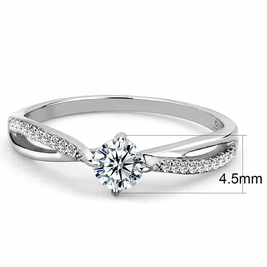Stainless Steel CZ Round Prong Twisted Pave Solitaire Ring view 4