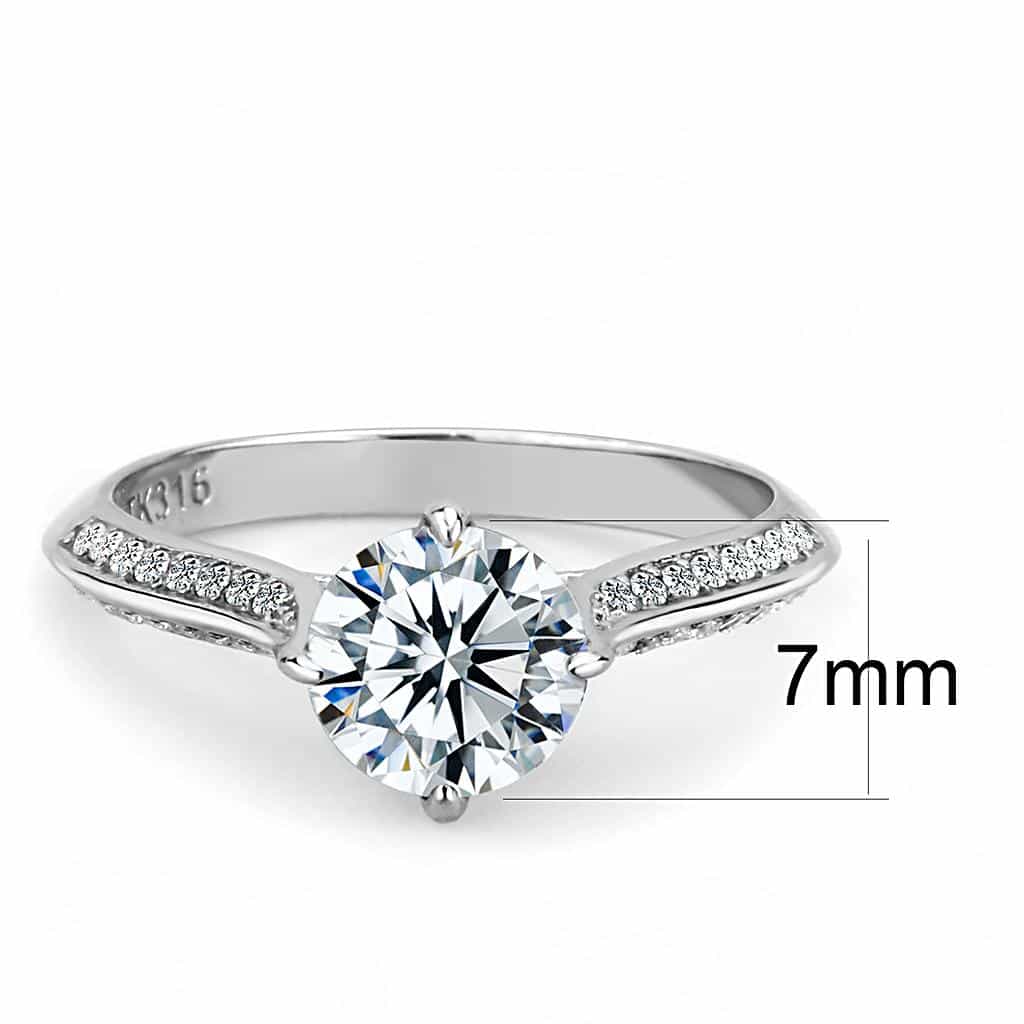 Stainless Steel CZ Round Cathedral Pave Solitaire Ring view 4