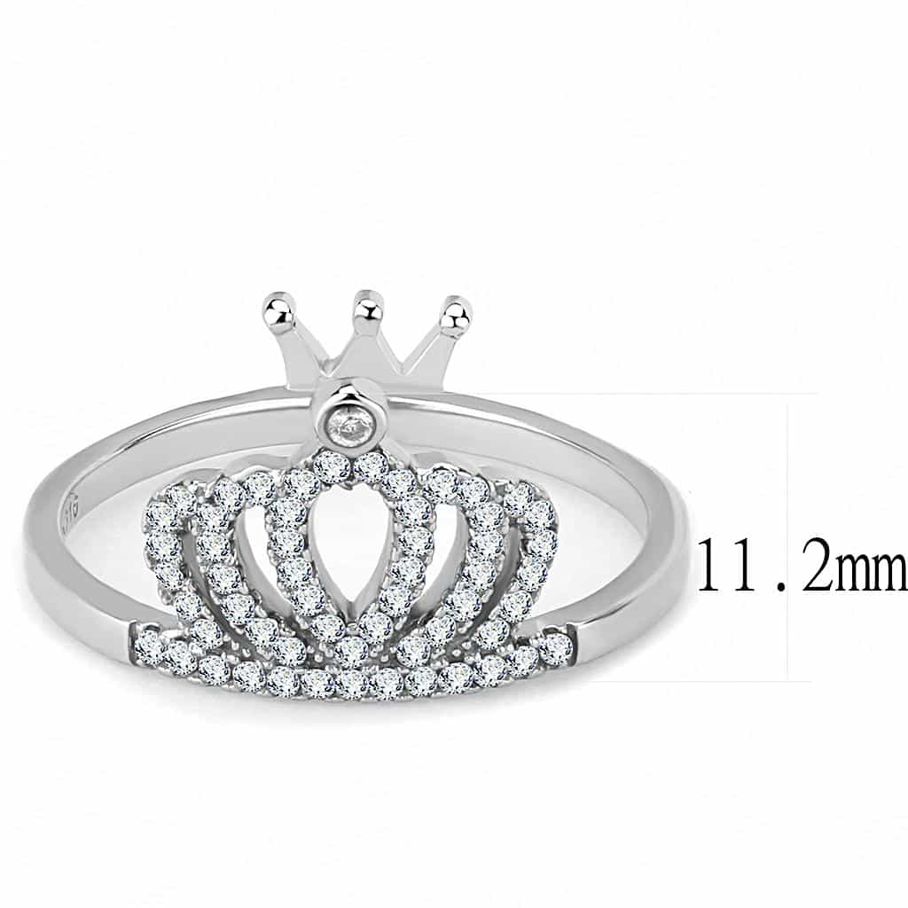 Stainless Steel CZ Crown Tiara Pave Open Ring view 4